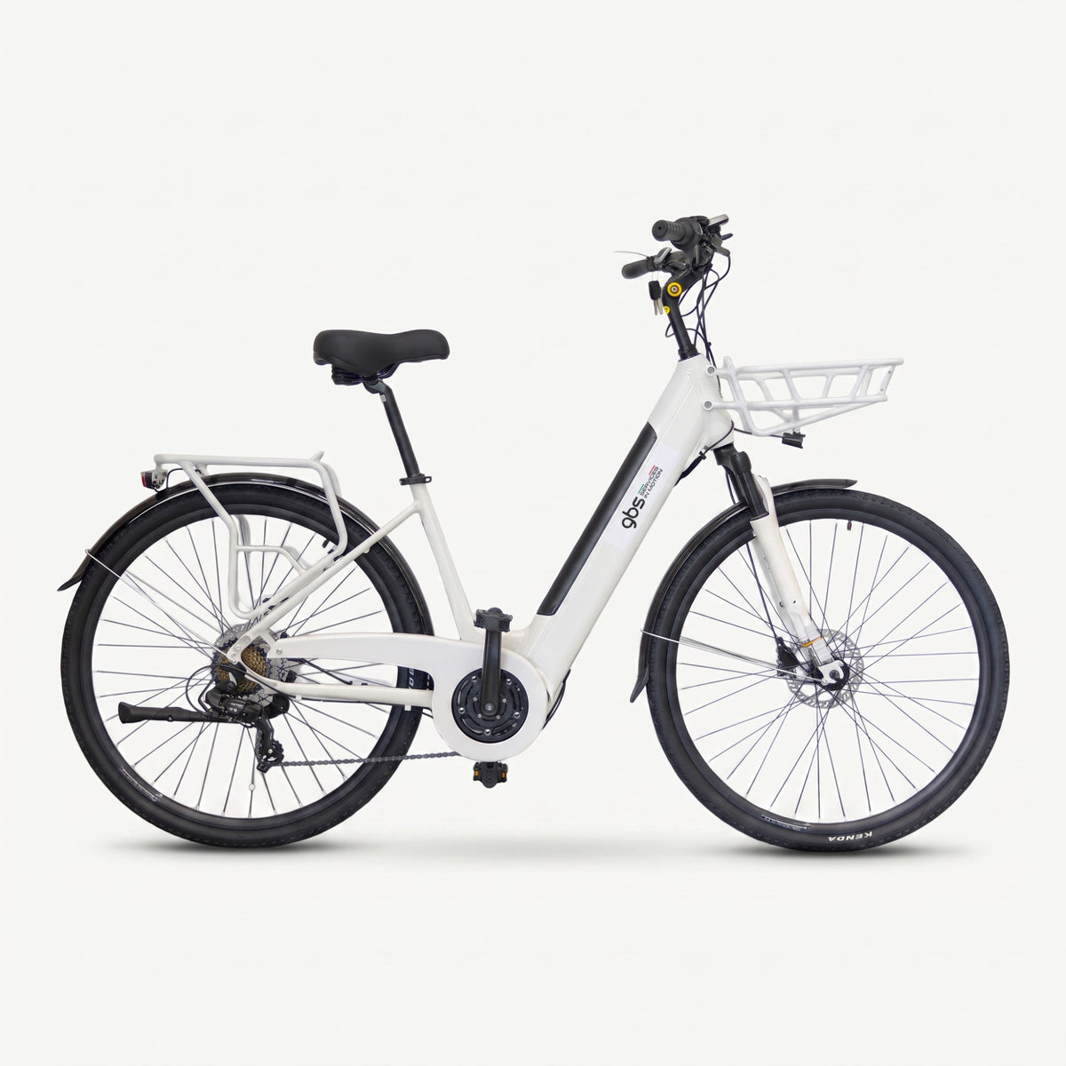 E-bike Traveller bianca con portapacchi anteriore e posteriore